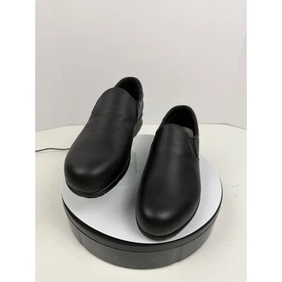 SAS Water Resistant Black Slip On Leather Grip Orthopedic Comfort Shoes Women 9M